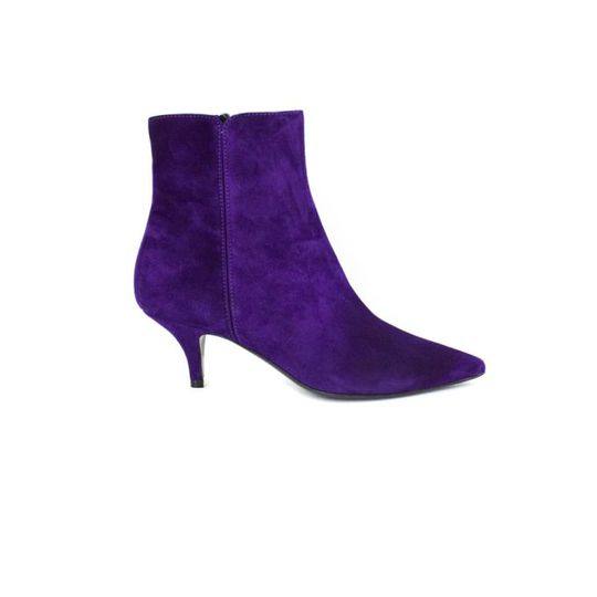 Purple Suede Leather Oxford Ankle Boots.展示图