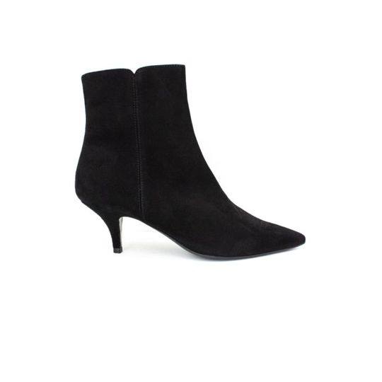 Black Suede Leather Oxford Ankle Boots.展示图