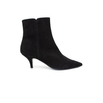 Black Suede Leather Oxford Ankle Boots.