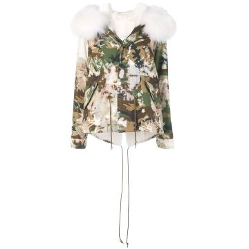 camouflage print cropped parka