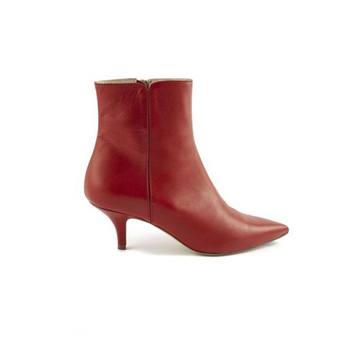 Red Calf Leather Ankle Boots