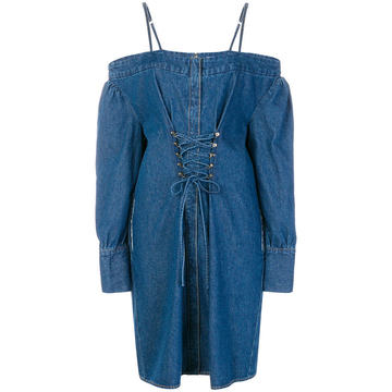 cold shoulder denim dress