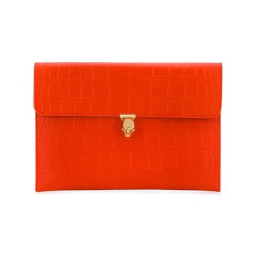 crocodile embossed clutch