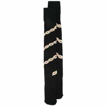 chain embroidered socks
