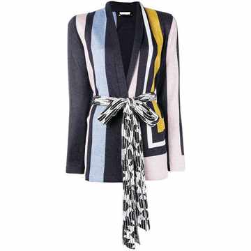 geometric stripe lurex cardigan