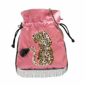 sequinned leopard drawstring bag