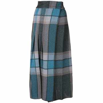 checked long skirt