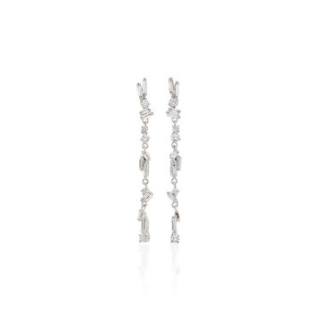 White Diamond Chain Earrings