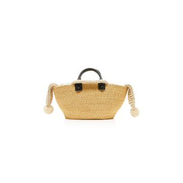 Giorgio Leather-Trimmed Crochet-Knit And Straw Tote