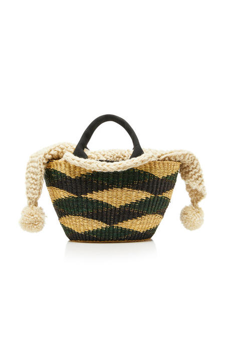 Graham Mini Canvas-Trimmed Crochet-Knit And Straw Tote展示图