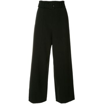 Cady belted wide leg trousers