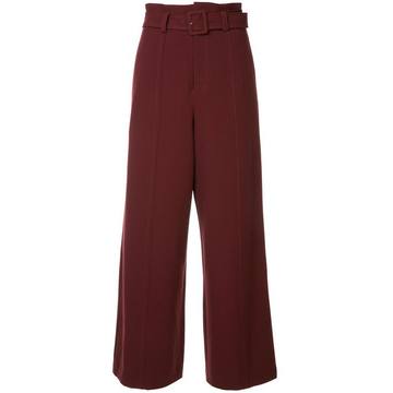 Cady belted wide leg trousers