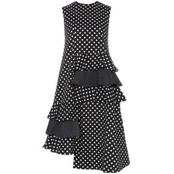 polka dot ruffle detail cotton dress
