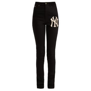 NY Yankees-appliqué slim-leg jeans
