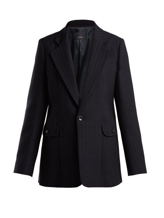 Lisle pinstriped single-breasted wool blazer展示图