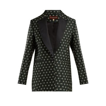 Single-breasted floral-jacquard blazer