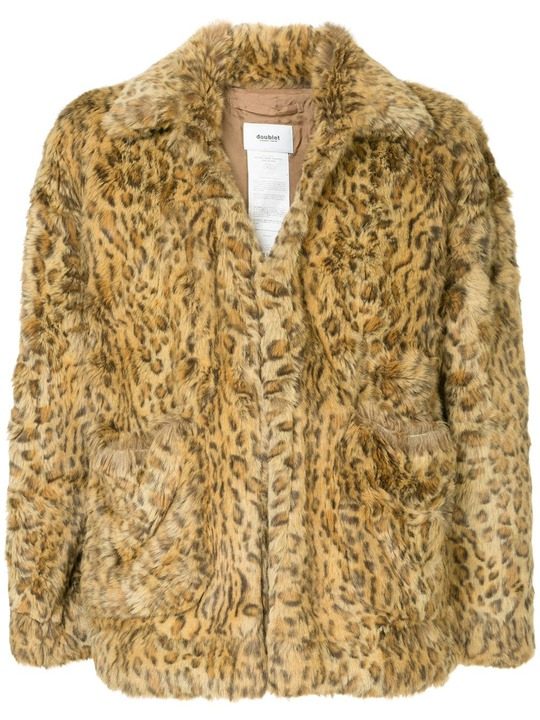 leopard print faux fur jacket展示图