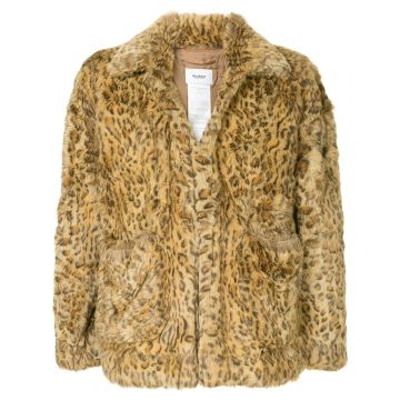 leopard print faux fur jacket