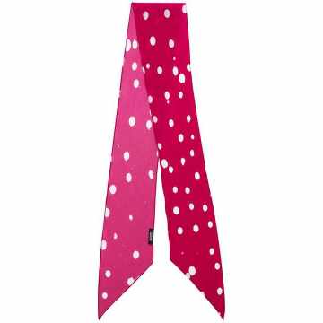 pink and white Classic Skinny polka dot print silk scarf