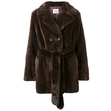 faux fur belted coat