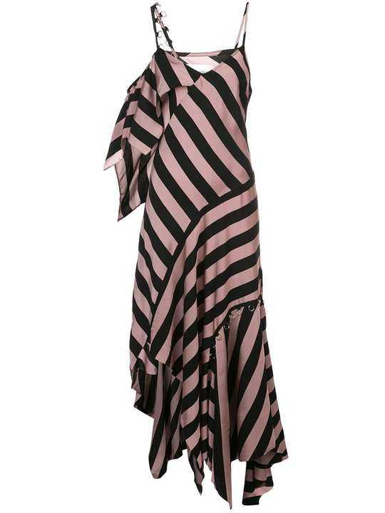 striped asymmetric maxi dress展示图
