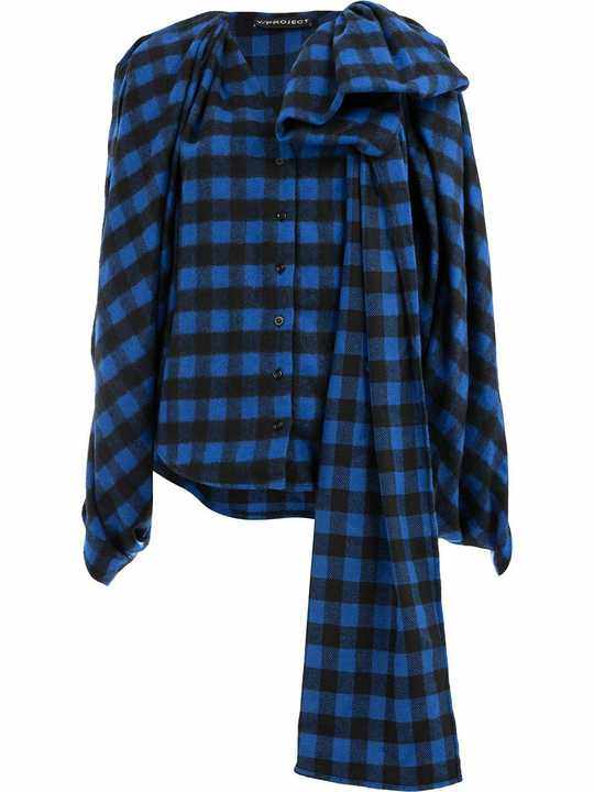 Y / PROJECT WSHIRT36S15 F85S1 BLUE/BLACK ACRYLIC/WOOL/POLYESTER/OTHER FIBRES展示图