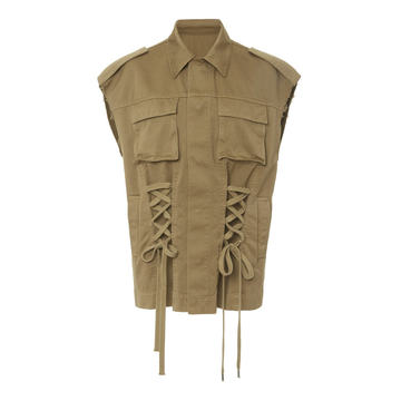 Lace-Up Cotton Gabardine Vest