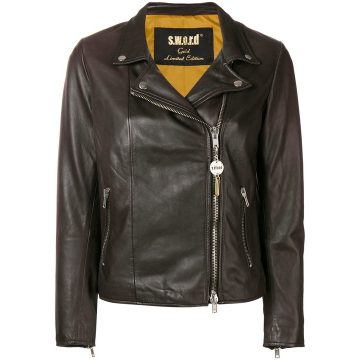 zip-up biker jacket