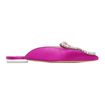 Pink Satin Bibi Butterfly Pearl Slippers
