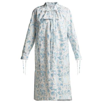 Rosa floral-embroidered linen dress