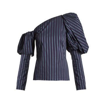 Asymmetric striped cotton top