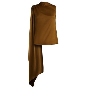 Diana draped-panel asymmetric satin top