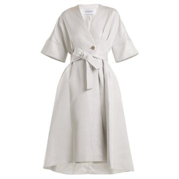 Fleur tie-waist cotton-blend coat