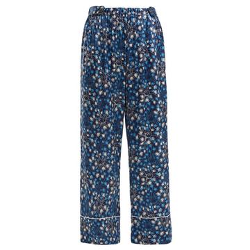 Melissa dandelion-print silk pyjama trousers