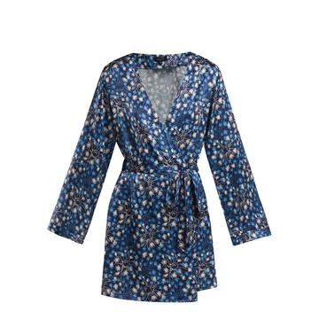 Langley dandelion-print silk robe