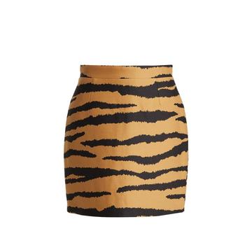 Tiger-print wool-blend jacquard mini skirt