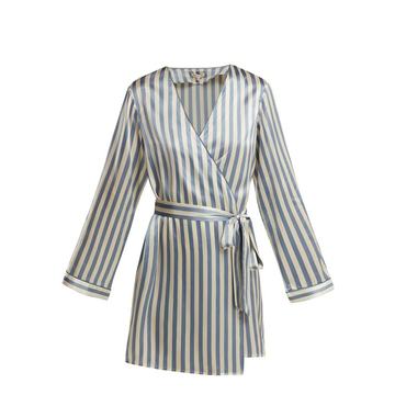 Langley striped silk robe