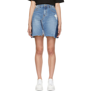 Blue Denim Cut-Off Miniskirt