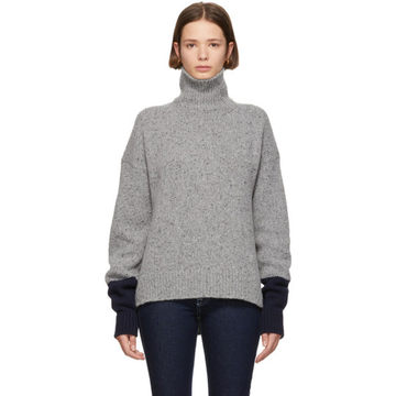 Grey & Navy Tweed Turtleneck