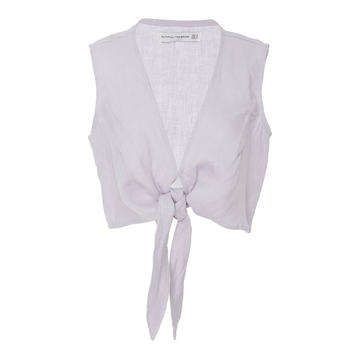 Marcie linen crop tie top