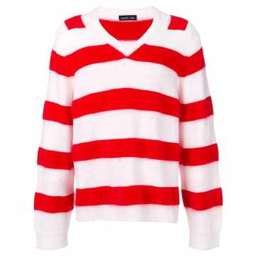 striped v-neck jumper