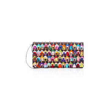 Kopi Embroidered Canvas Clutch