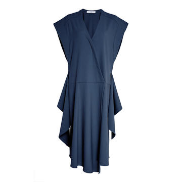 Chalky drape crepe de chine sleeveless wrap dress