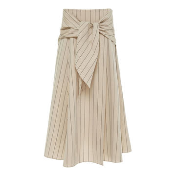 striped wool midi wrap skirt