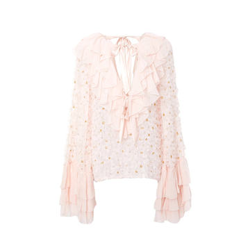 Hand-Embroidered Chiffon Blouse