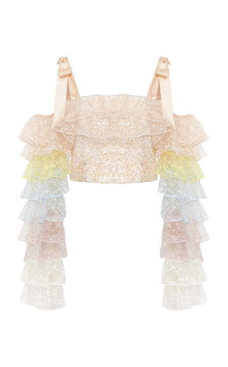 Off-The-Shoulder Tulle Bustier Top展示图