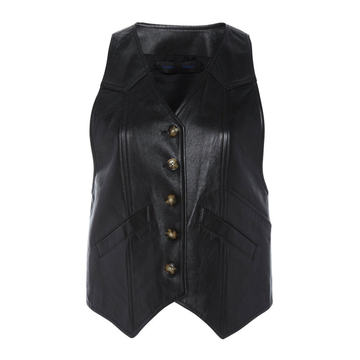 Cropped Plonge Leather Vest