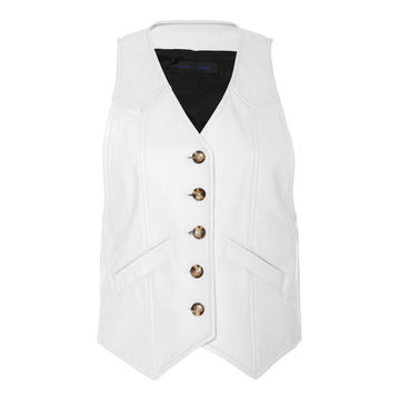 Cropped Plonge Leather Vest