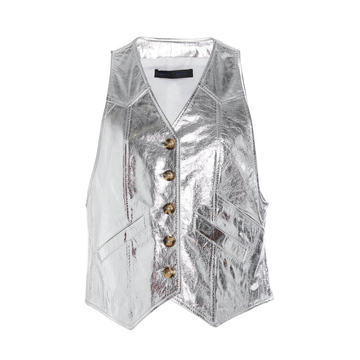 Fitted Metallic Leather Vest