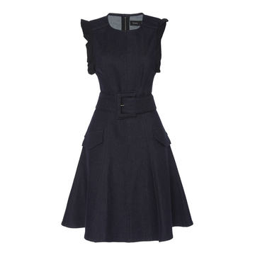 Belted Stretch Denim Dress